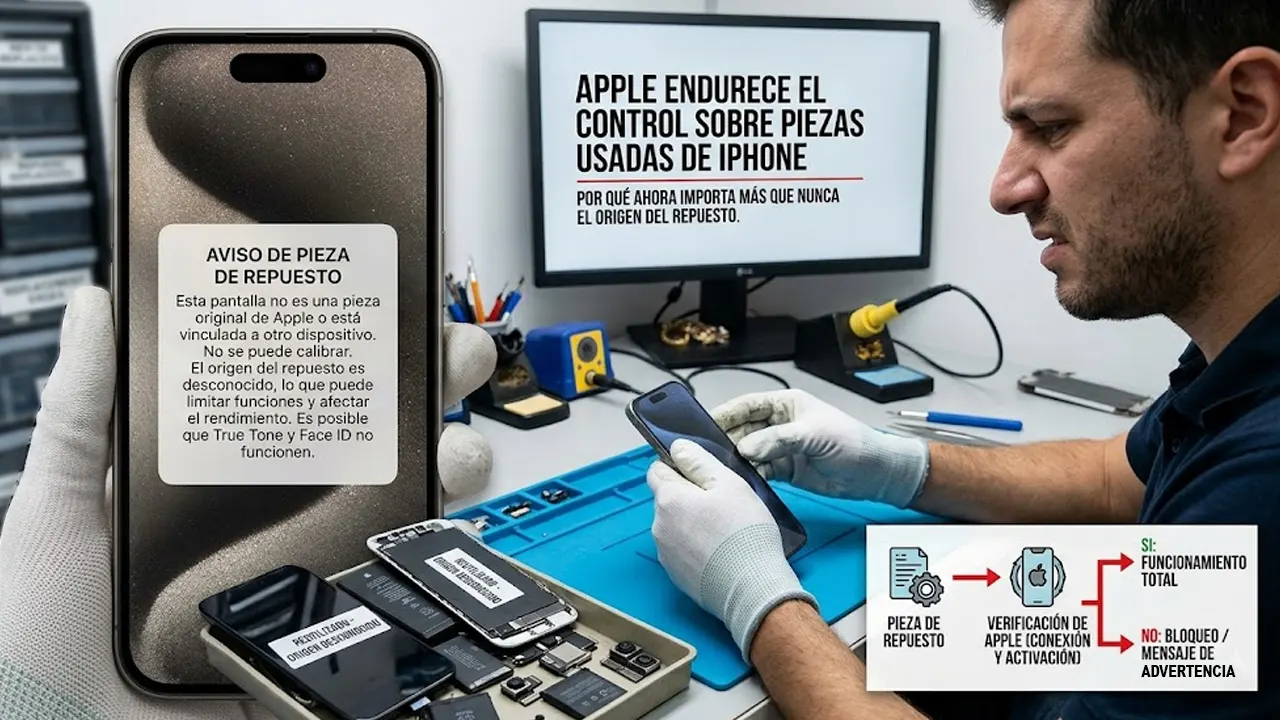 Apple endurece el control sobre piezas usadas de iPhone: por qué ahora importa más que nunca el origen del repuesto