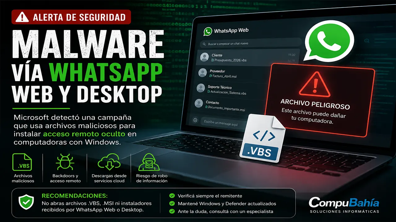 Microsoft alerta sobre malware distribuido mediante WhatsApp Web y WhatsApp Desktop en Windows